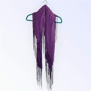 Chaudry Purple Fringed Scarf with Black and Purple Strands
